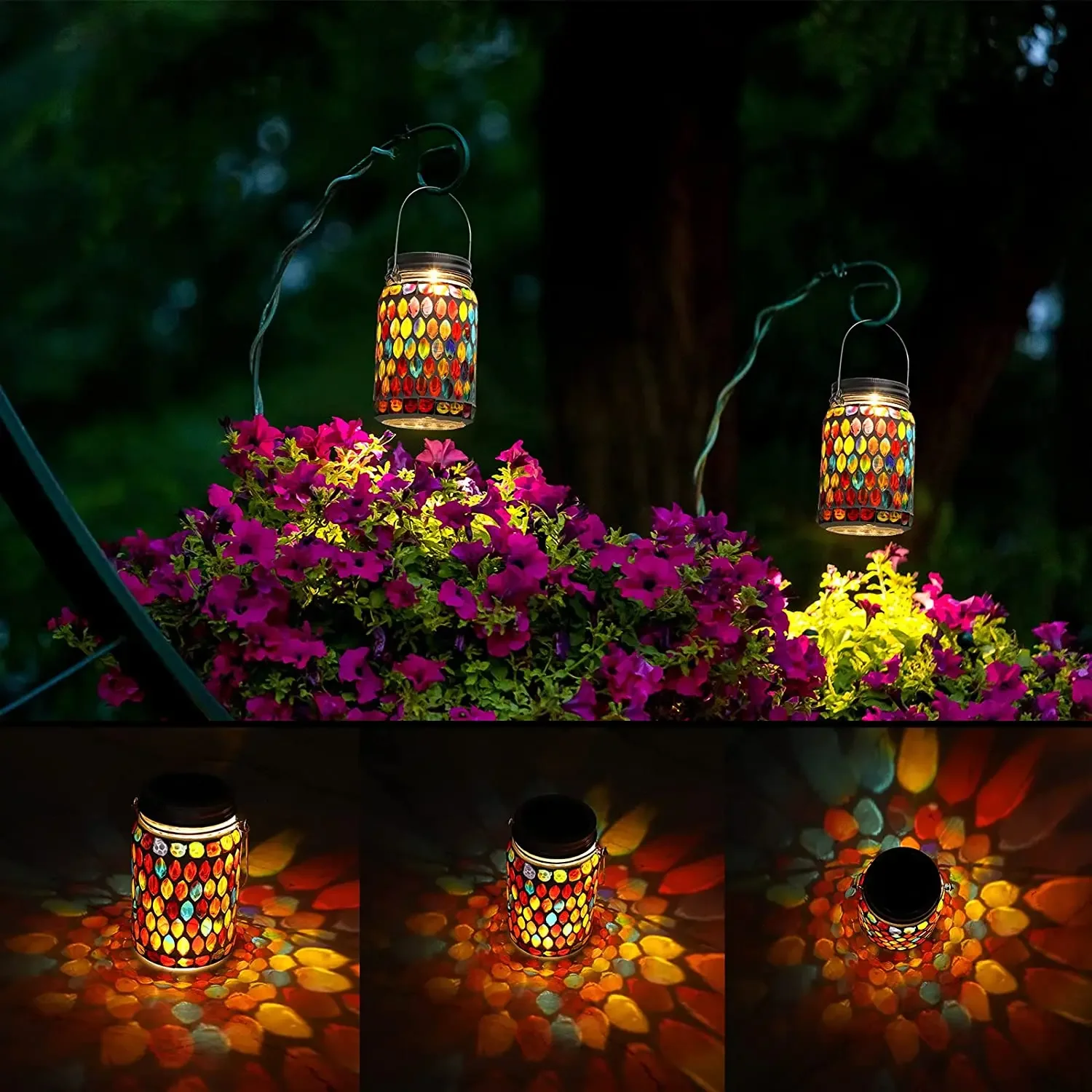 Solar licht im Freien Laterne Solar ladung bunte Dekoration Solar Mosaik Laterne Lampe Solars Garten Licht Garten dekoration