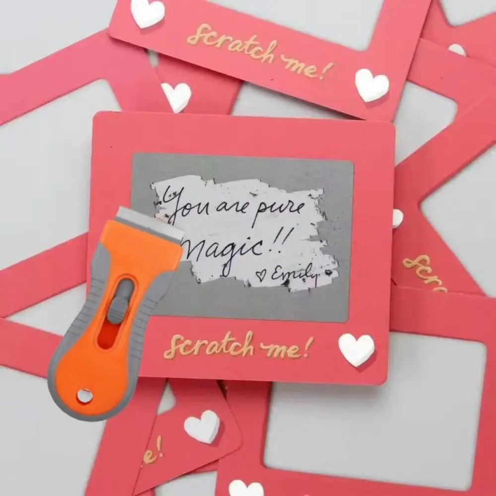 

10pcs DIY Valentine's Day Scratch-off Card Heart Pattern Red Anniversary Game Tickets Rectangular Paper Love Coupon Wedding