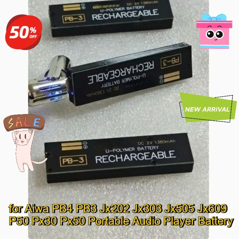 

1380mAh PB-3 PB-4 Replacement Battery 2V for Aiwa PB4 PB3 Jx202 Jx303 Jx505 Jx609 P50 Px30 Px50 Portable Audio Player Battery