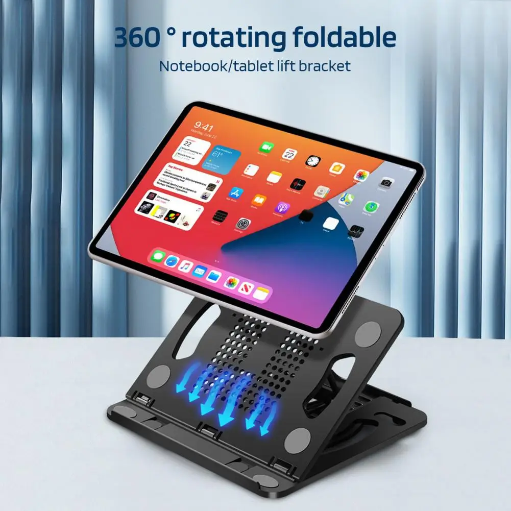 Foldable Laptop Stand Ergonomic Laptop Stand with 360-degree Rotating Base Adjustable Angle Notebook Riser Hollow Heat
