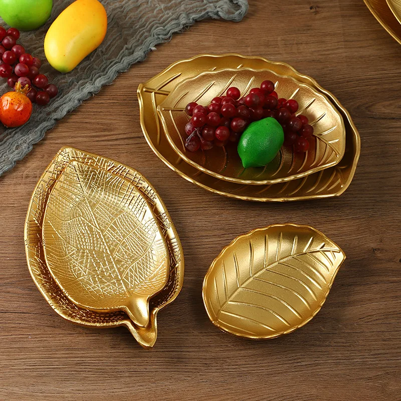 Nordic style leaf fruit plate creative storage tray for living room snack candy fruit plate home table decoration accessory