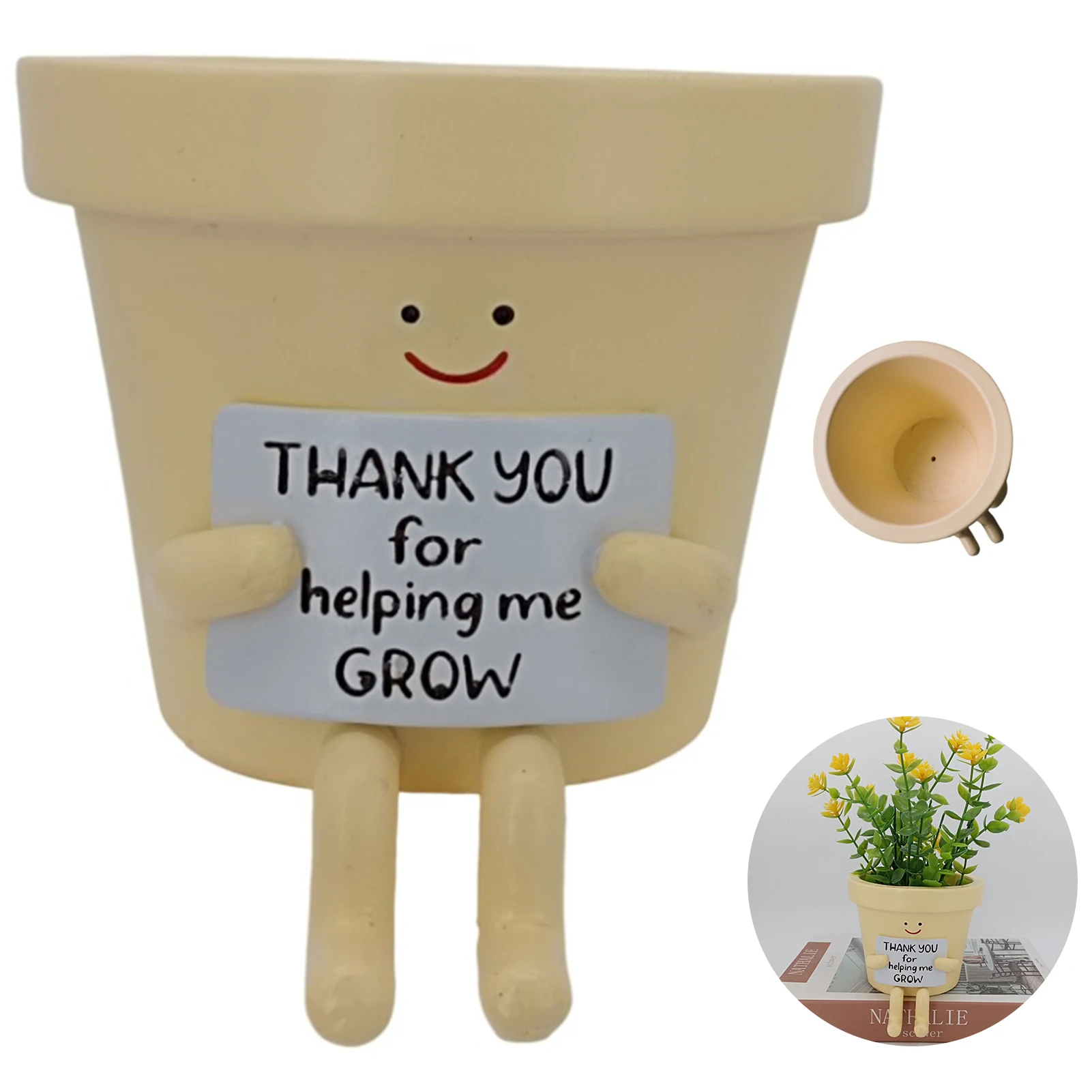 

Creative Desktop Resin Vase Ornaments Thank You Theme Modern Style Home Resin Succulent Orchid Planters for Garden Supplies