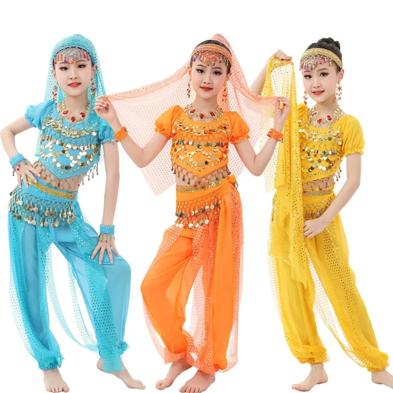 Carnival Girl Belly Dance Costume, Indian Party Stage Performance Set, Children's Arabic Belly Dance Costume, Skirt Set