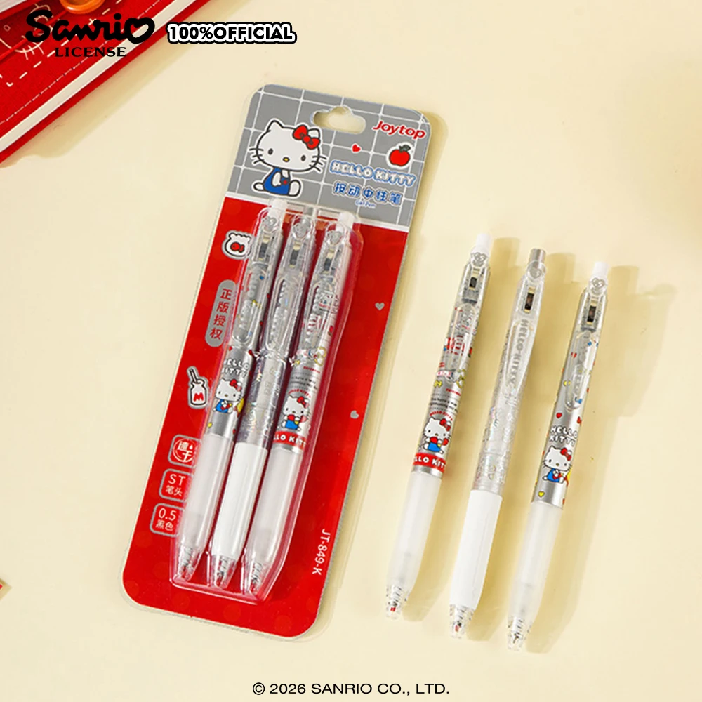 3Pcs New Genuine Sanrio Hello Kitty Kuromi 0.5MM Gel Pens Kawaii Black Pen Student Stationery Office School Supplies Gifts