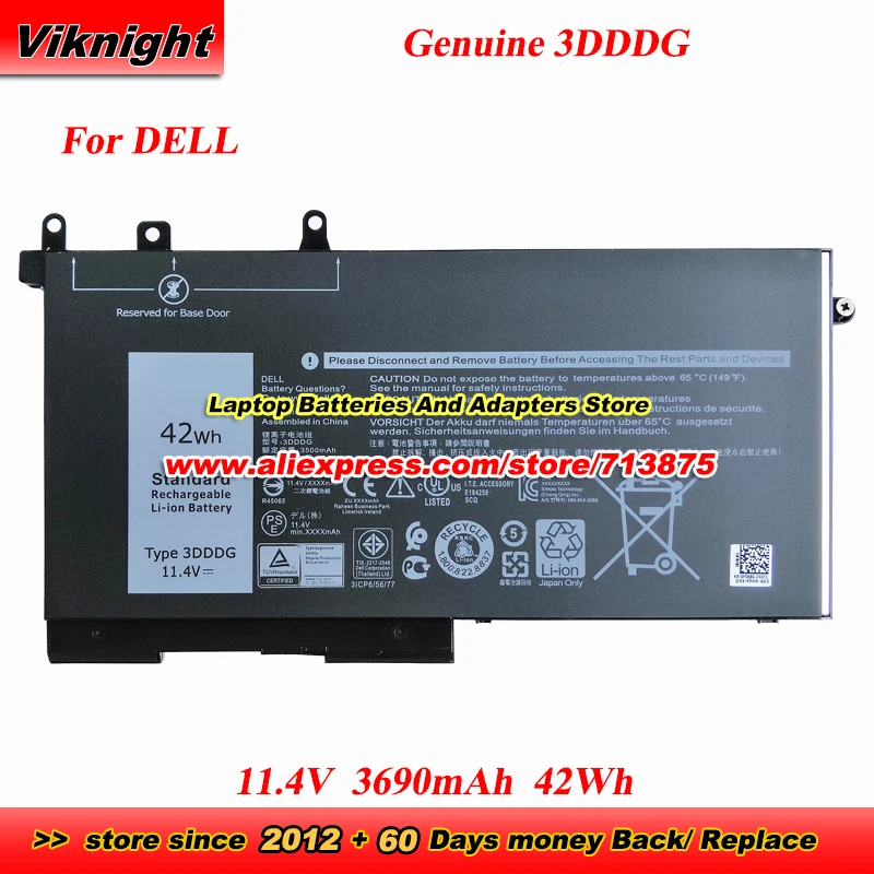 

Оригинальный аккумулятор 3DDDG 11,4 В 42 Втч для Dell Latitude Precision 14 5480 5490 15 3520 3530 3540 3550 5580 5590 5280 5290 7590 E5580