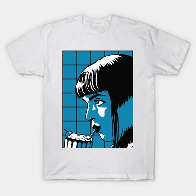 100% cotton Tee Shirts Funny Pulp Fiction TShirt Mia Wallace Quentin Tarantino Graphic Tshirts