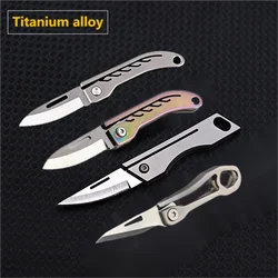 High Hardness D2 Steel Titanium Alloy Mini Folding Knife Portable EDC Pocketknives Open Express Security Self-defense Hand Tools