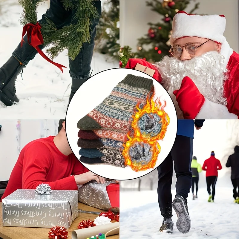 5 Paar Winter-Retro-Dicksocken, weich und bequem, warme Sportsocken für draußen - das beste Geschenk für Frauen und Männer. – Detail 8
