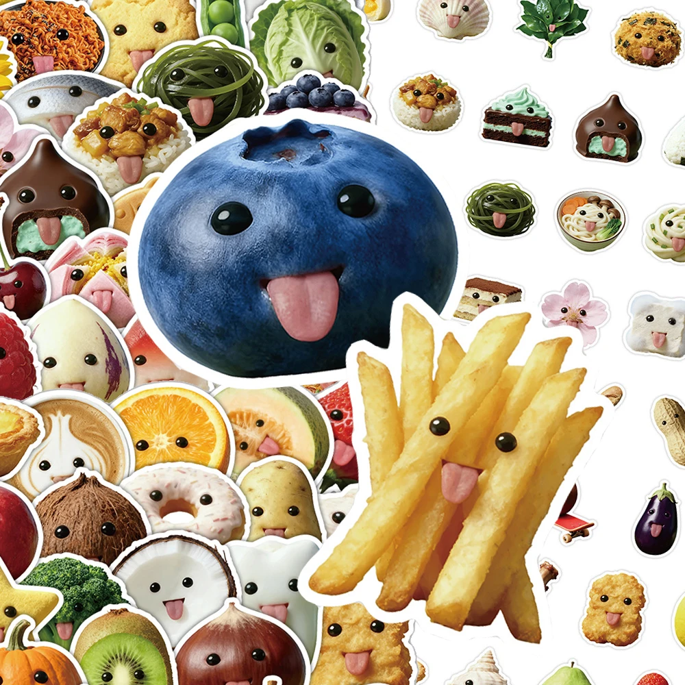 

10/30/50/100pcs Creative Cartoon Abstract Food Stickers Funny Decals Toy DIY Skateboard Phone Luggage Cute Graffiti Sticker Pack