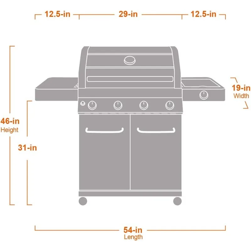 Monument Grills Larger Convertible 4-Burner Natural Gas Grill Stainless Steel Cabinet Style Propane Grills, LED Controls