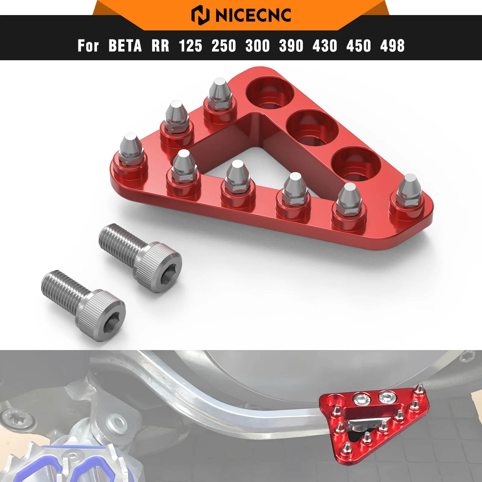 NICECNC For Beta RR 300 2013-2020 Rear Brake Pedal Lever Step Plate Tip RR 200 250 RR RR-S RS 390 430 450 480 500 X-Trainer 300