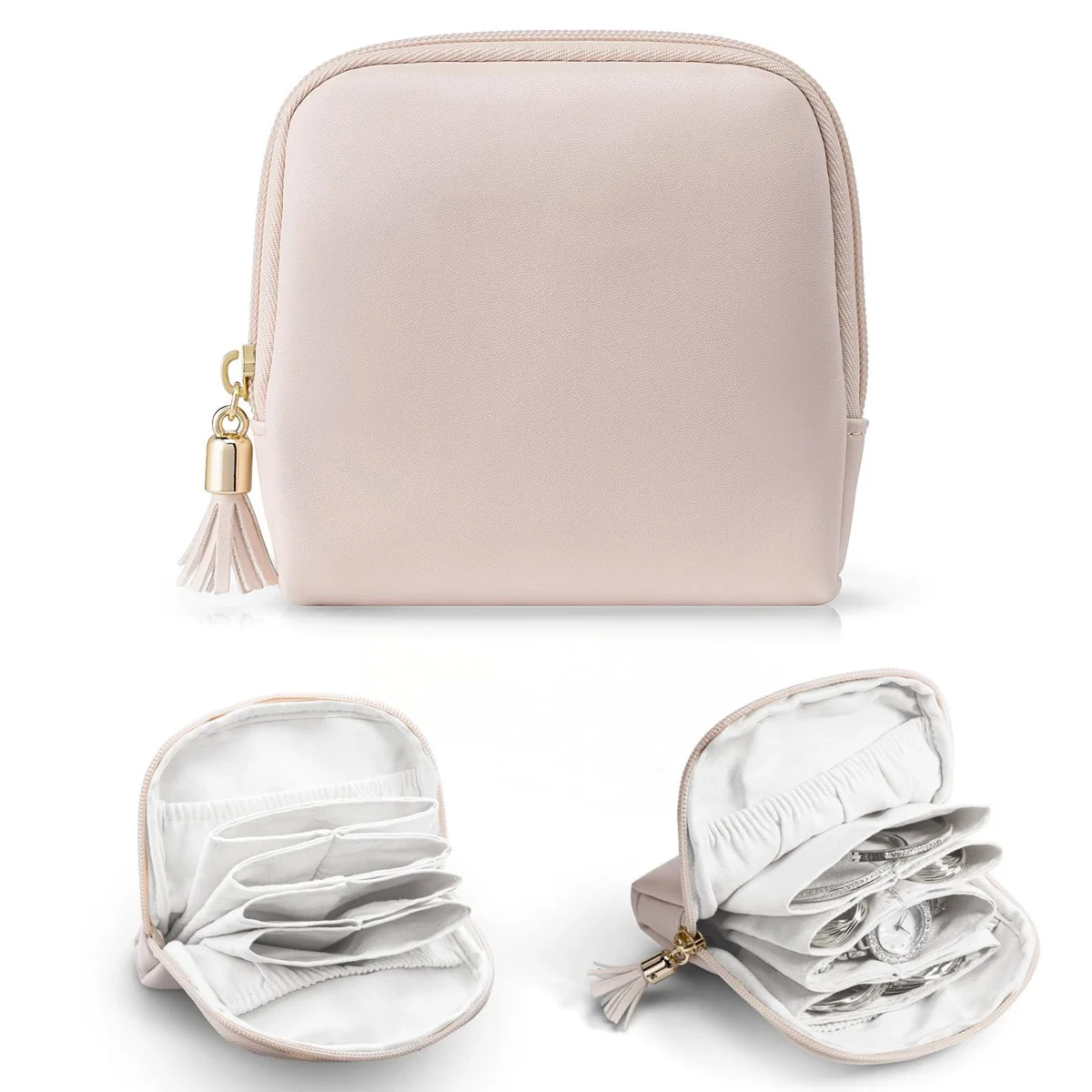 2-Layer Jewelry Organizer for Travel, Multi-Compartment Jewelry Storage for Rings Earrings Bracelets, Portable Jewelry Travel Box