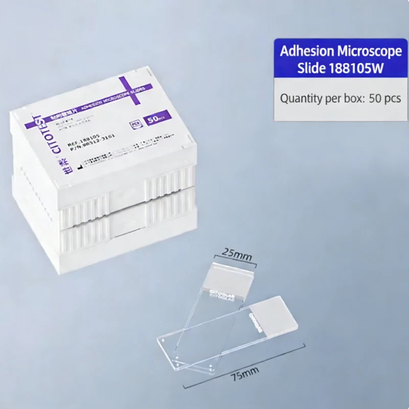 50pcs Glass Lab Coverslips 188105W Ultra-Clear Adhesive Slides Positively Charged Treatment Printable for Scientific Use