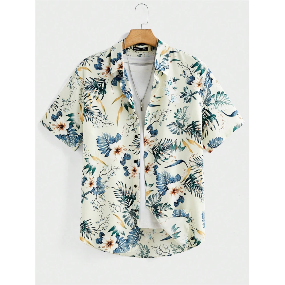 Summer Hawaiian Palm Tree Ocean Wave 3D Printing Men's Shirt Casual Clothing Oversized Short Sleeve Shirts for Men Fashion Tops