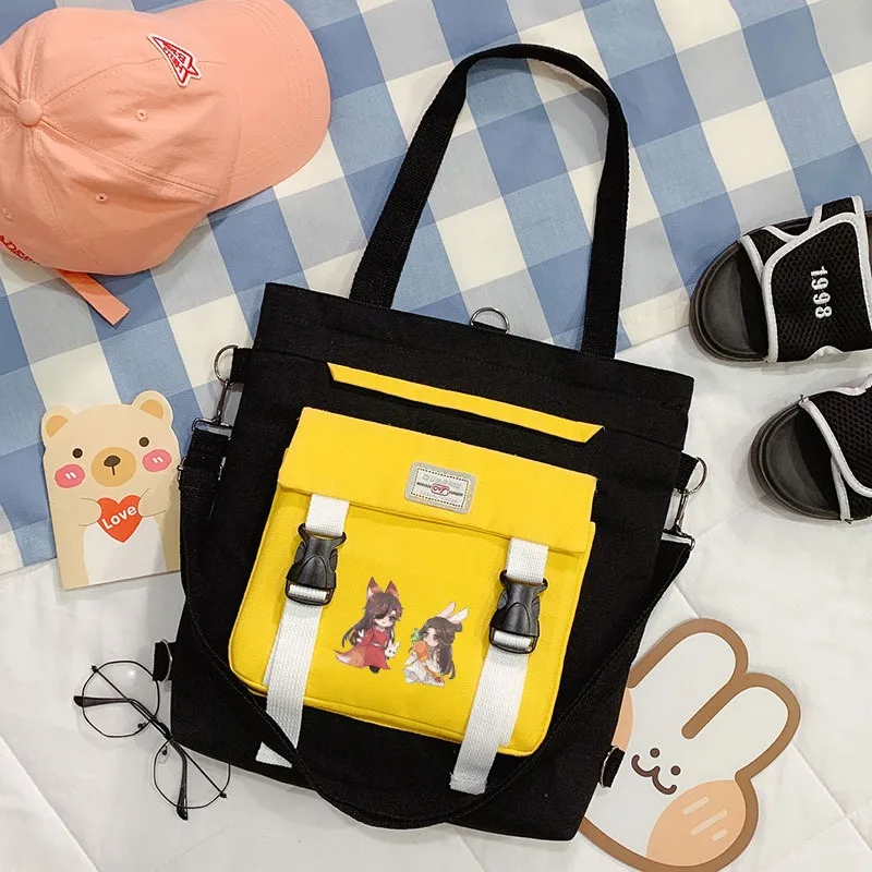 37x5x33cm Black White Pink Yellow, Heaven official's blessing, Tian Guan Ci Fu, Anime, Student Gifts, Shoulder Bags, Girls