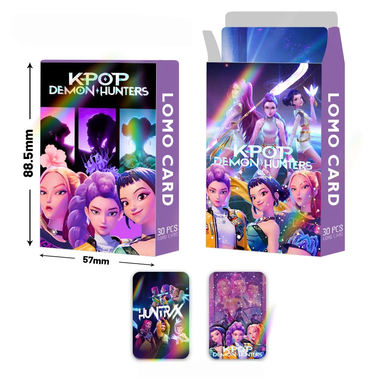 أنيمي 8.4 سنتيمتر KPop شيطان الصيادين 60 بطاقات على الوجهين 32 ملصقات فتاة مجموعة رومي ميرا زوي بطاقات قابلة للجمع بطاقات فلاش الليزر