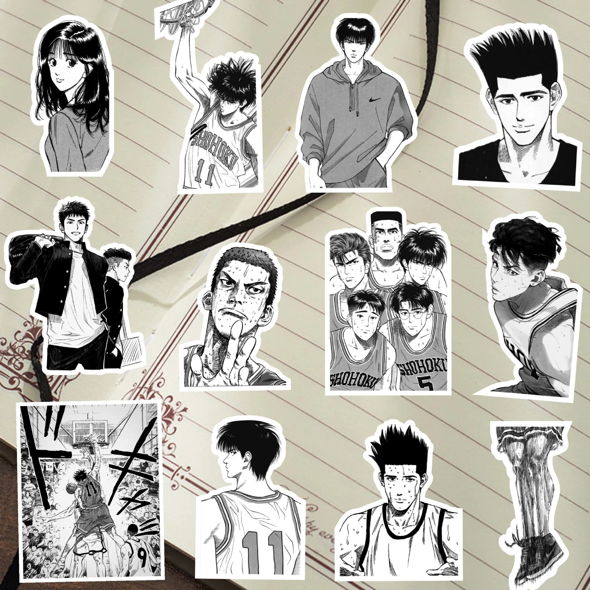 68pcs/set Cartoon New Anime SLAM DUNK Sakuragi Hanamichi Rukawa Kaede Kawaii Figure Waterproof Hand account DIY Sticker Gifts - view 6