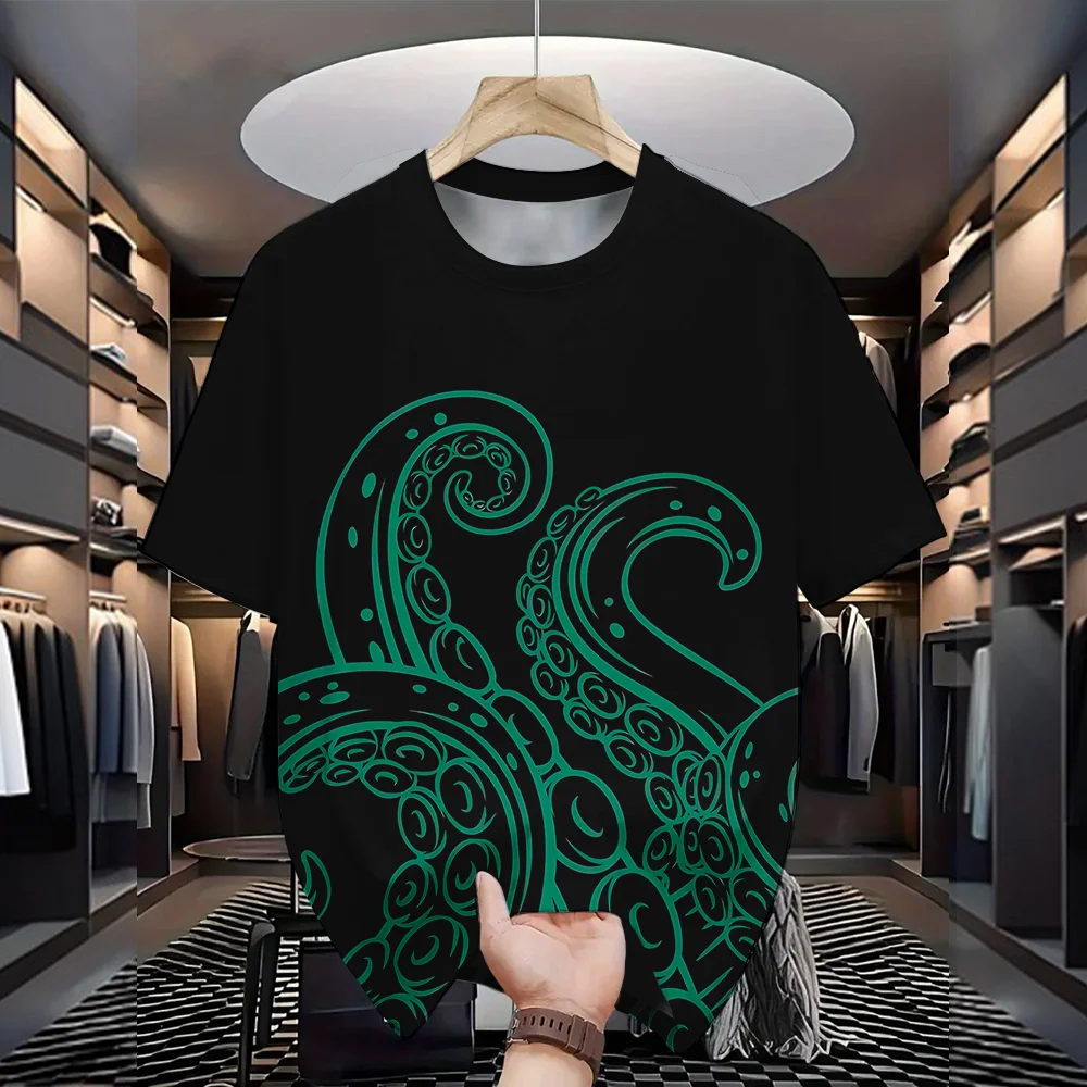 

2025Summer T-shirt Men's 3D Printed Fashion Short Sleeve Top Micro Elastic Sports Fitness T-shirt Men's