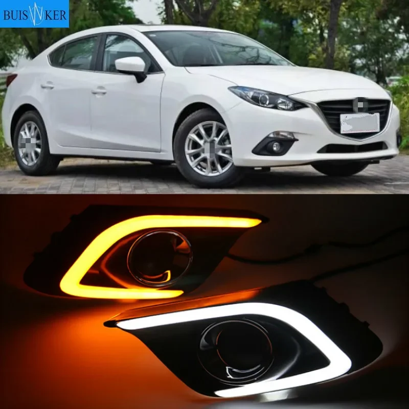 

ДХО для Mazda 3 Mazda3 Axela 2014 2015 2016 светодиодные DRL дневные ходовые огни дневного света противотуманные фары с указателем поворота