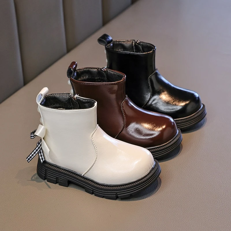 

Winter New Kids Shoes Boots for Girl Thick Bottom Causal Toddlers Princess Ankle Boots Warm Plush Children Platform Cotton Boots