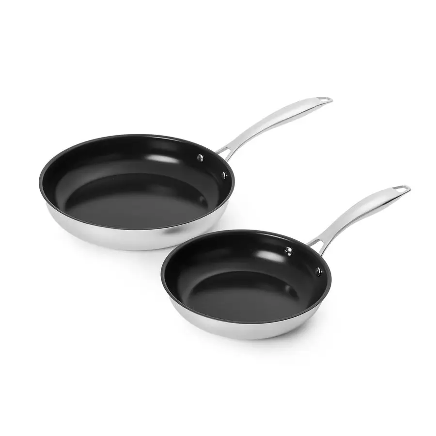

2Piece Ceramic NonStick Stainless Steel Fry Pan Set, 10Inch and 8Inch