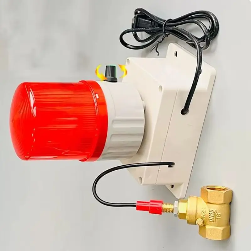 Water No-Flow Alarm Kit 105dB Pipe Leak Blockage Alarm Check Valve G1/2 DN15 AC220V DC24V