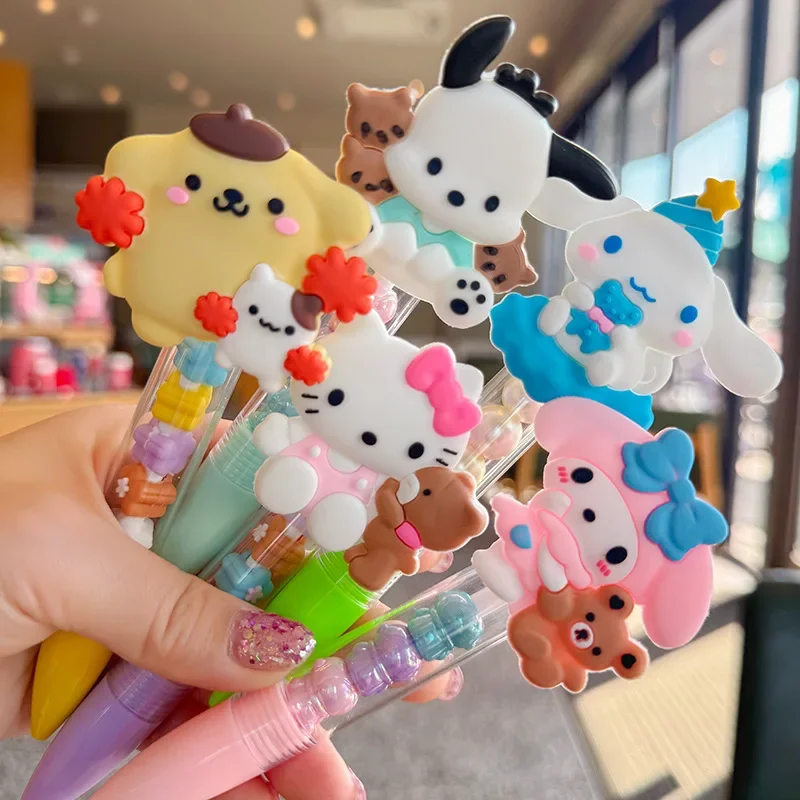 Cute Cartoon Korean Version Ballpoint Pen Girlish Heart Originality Super Cute Large Capacity Push Type Ballpoint Pen Pupil