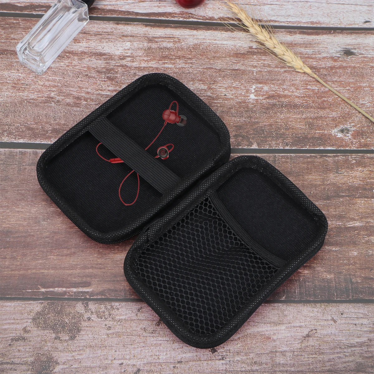 

2 pcs Eva Headset Storage Box Compact Durable Case For Mini Camera Hard Disk Data Cable Mp3 Key Coin Travel Outdoor Black