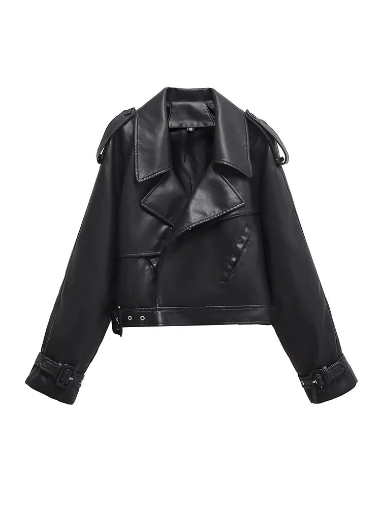 BBWM フェイクレザーボンバージャケット女性のジャケットファッションクロップドジャケット女性ストリートアウターウェア長袖ジャケットコート