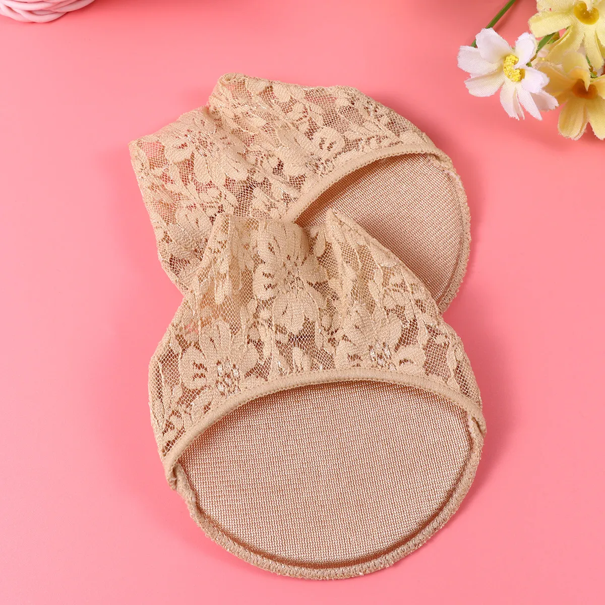 2Pairs High Heel Non-Slip Mats Lace Cloth Rubber Front Half Sole Invisible Skid Resistance Pads for Women Breathable Comfortable
