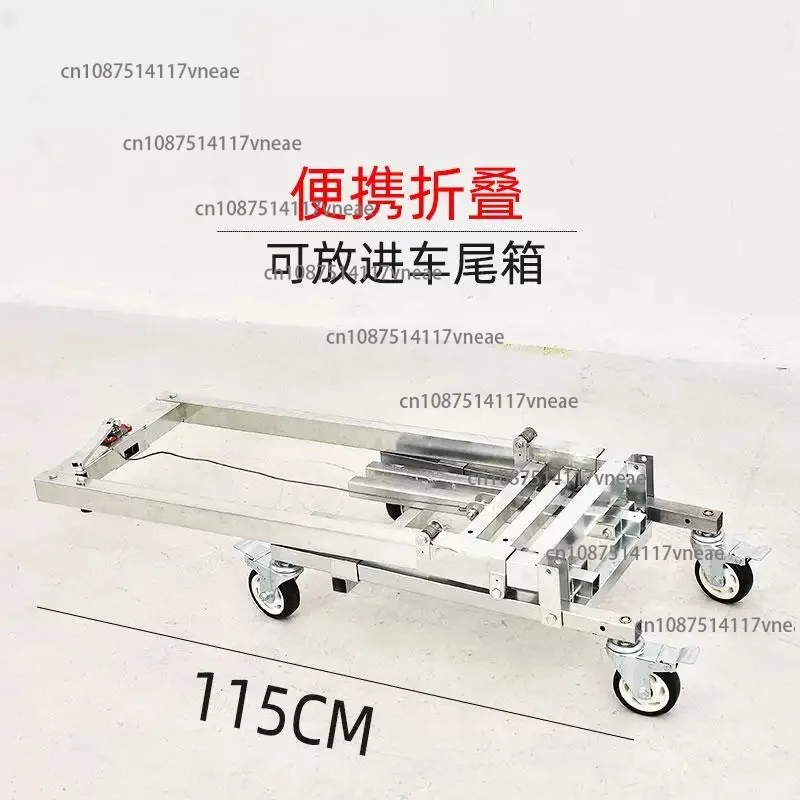 Multi-size Foldable Manual Lift Stacker Cart 80KG Load 2/4 Wheel Mobile Lifting Trolley For Cabinet Installation