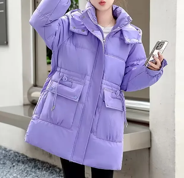 

Parkas Womens Vintage Fall Polyester Lining Flap-Pocket Adjustable Drawcord Turtleneck Leisure Fashionable Pure Comfortable 2025