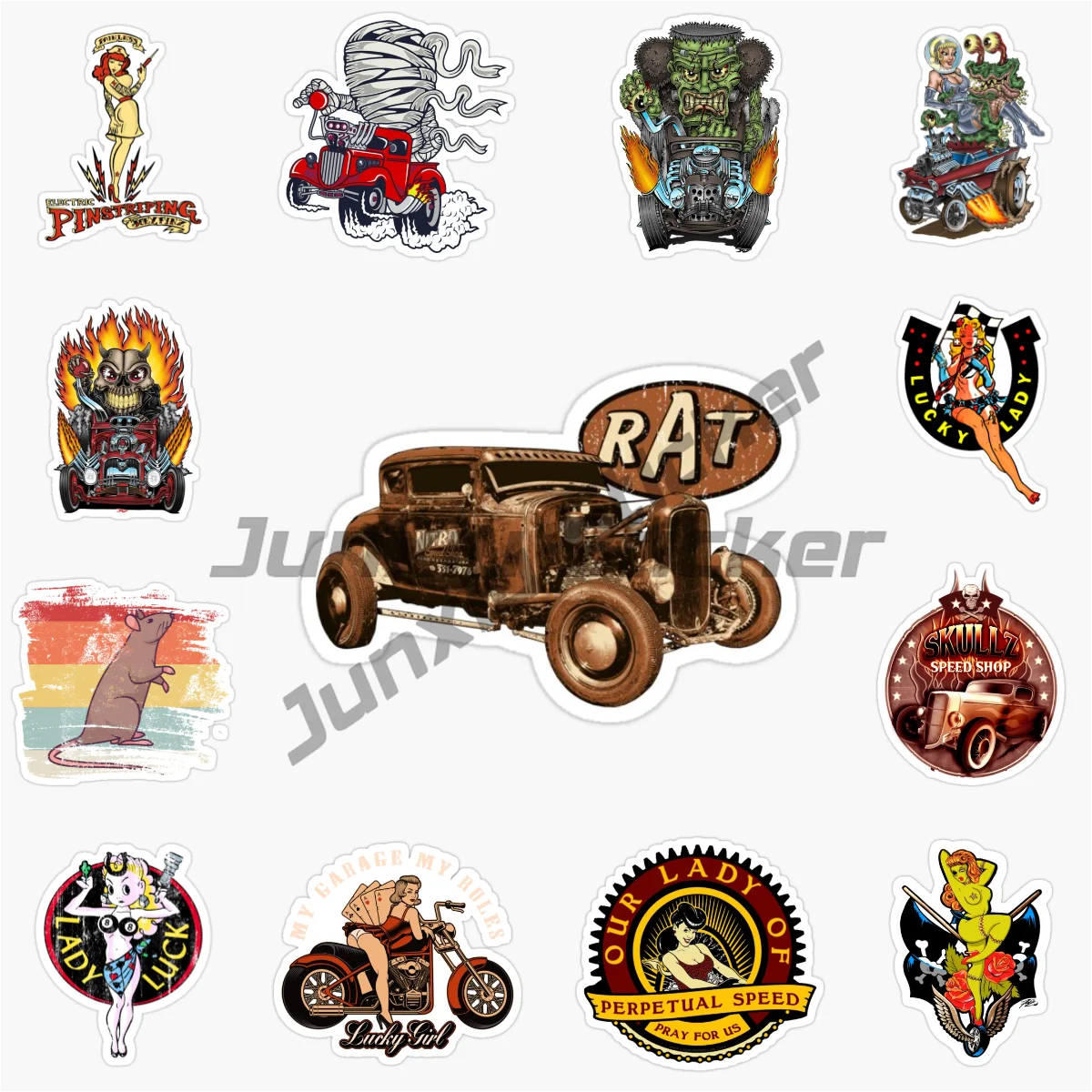 

Rat Fink Scratch-Proof Car Sticker Motorcycle Motorcycle Bicycle Scooter Kayak Surfboard Decal Waterproof Sunscreen Car Decor
