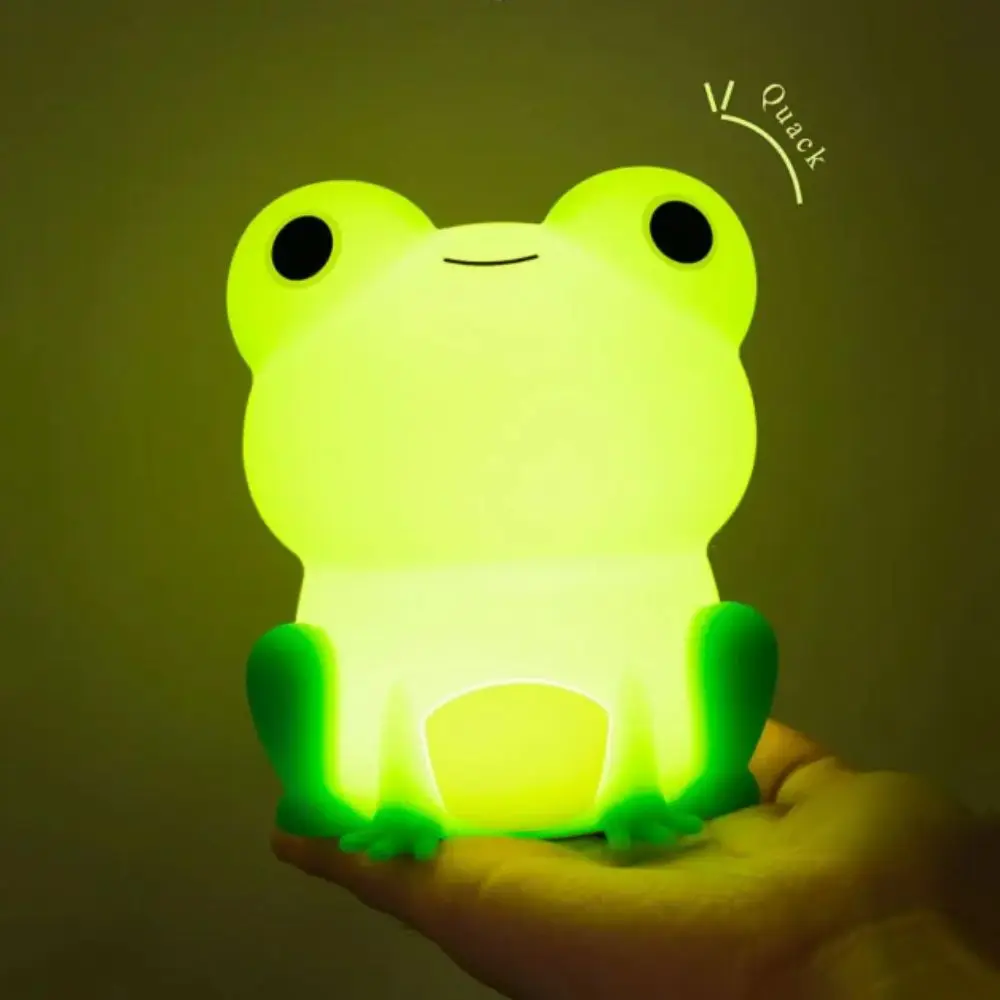مصباح ليلي من السيليكون الناعم قابل لإعادة الشحن وقابل للتعتيم على شكل ضفدع ليلي وظيفة مؤقت ضوء ملون على شكل حيوان ضوء ليلي للنوم #5