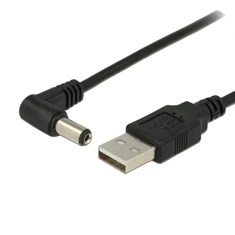 Black Elbow PC USB Male to 5V DC 5.5*2.1mm 3.5*1.35mm Connector Extension Power Cable Adapter 5.5*2.5mm to USB Date Line