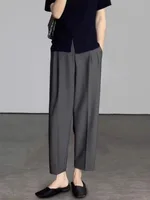 Office Elegant Black Gray Ankle Length Suits Pants for Women High Waist Harem Pants Fashion Trousers with Pockets - Image 4