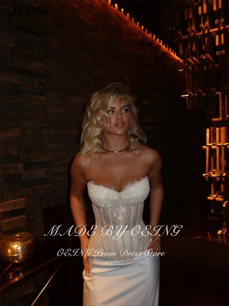 BOEING Eenvoudige zeemeermin galajurken Sweetheart mouwloze illusie satijnen feestjurken theelengte avondjurk op maat