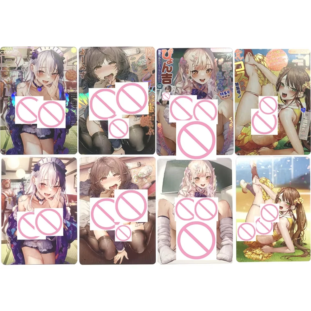 

Аниме Waifu, сексуальные телесные коллекционные карты, преломляющие цветные вспышки, японская манга, карты для обнаженной девушки, большая грудь, подарки отаку для девочек