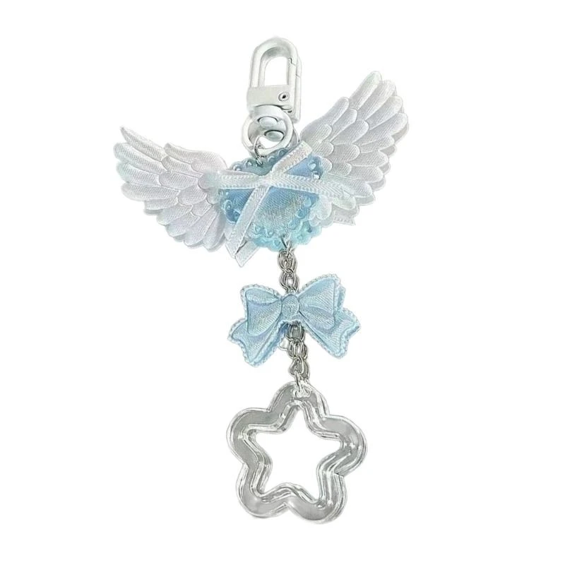 

652F Bowknot Star Bear Keychain Decorations Keyring Ornament Backpack Handbag Charm Pendant Gift for Girls Women