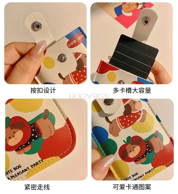 1pcs Cute pull-out card bag ultra-thin and compact female anti magnetic student cartoon ID card storage bag card holder