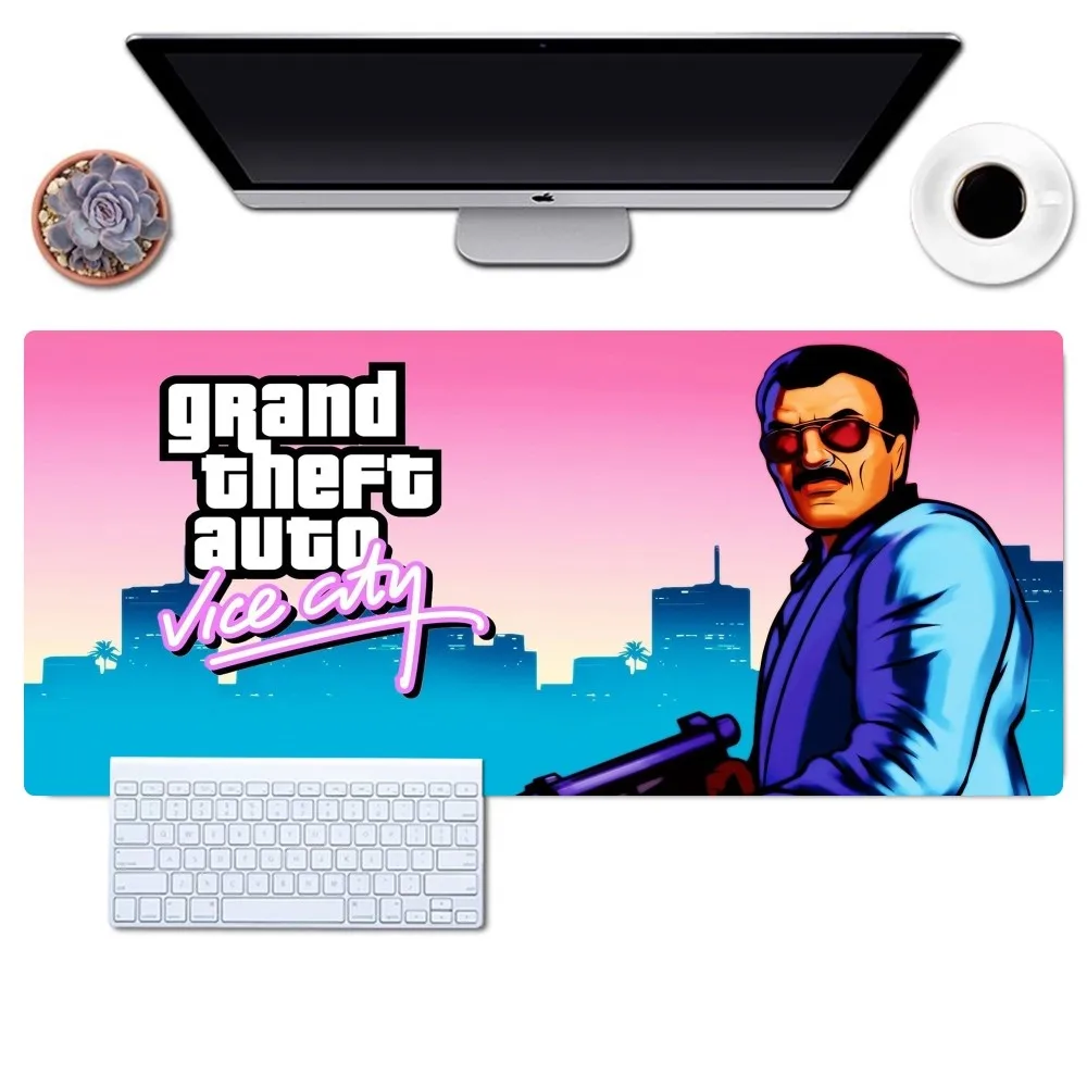 Grand Theft Auto Vice City Game GTA Mousepad Gaming Office Desk Pad grande per Computer tappetino per Mouse con medetta antiscivolo