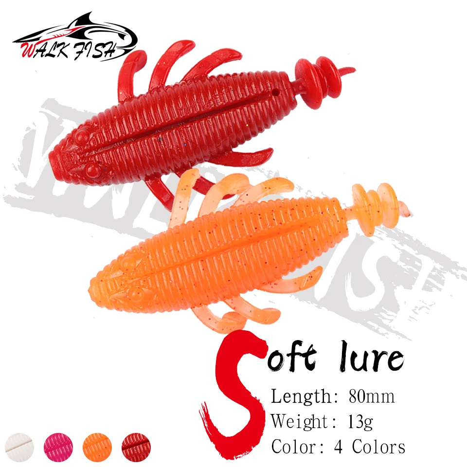 WALK FISH 4 Stück/Set 8cm 13g TPE Weichköder Angelköder Silikon Swimbait Wobbler Wurm Pesca Bass Hecht Kunstköder Süßwasser