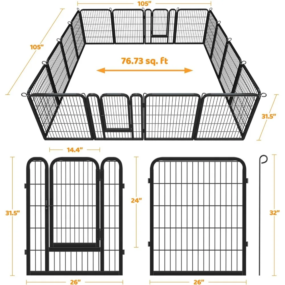 Imagem -04 - Heavy Duty Foldable Metal Pet Playpen Dog Exercício Pen Canil de Barreira com Porta Gato Portátil Pato Frango Puppy Fence