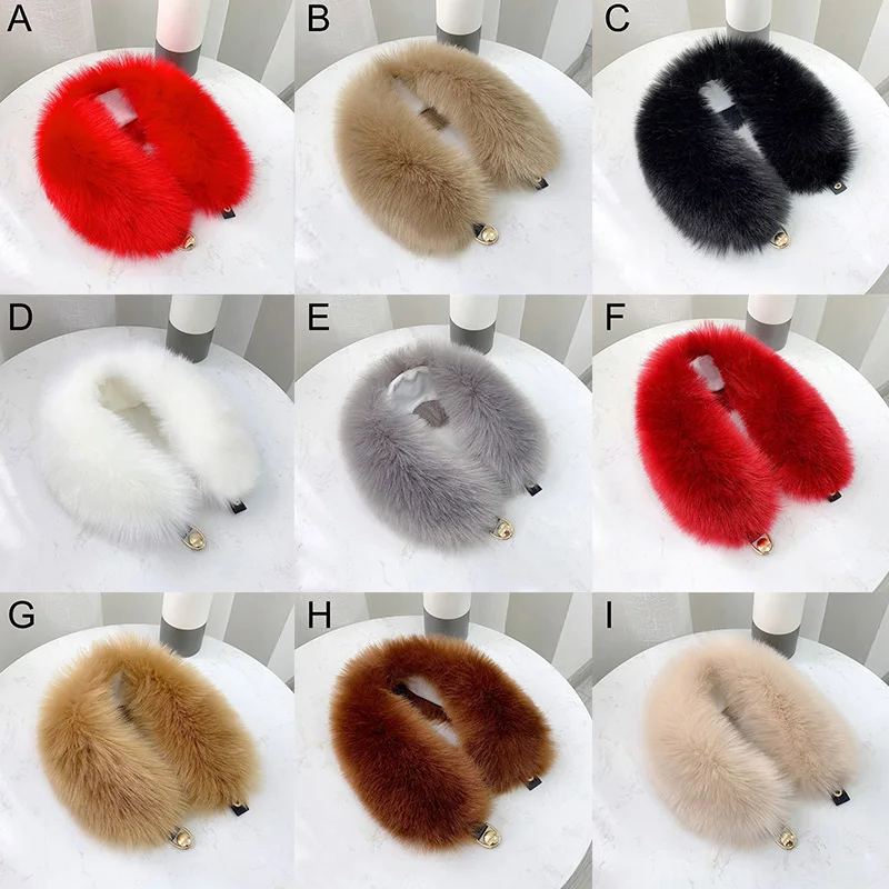 Faux Fuchs Pelz Kragen Schal Frauen Pelzigen Pelz Kragen für Winter Mantel Kapuze Pelz Dekor Plüsch Gefälschte Pelz Schal Parkas Jacke Pelz Kragen – Detail 6