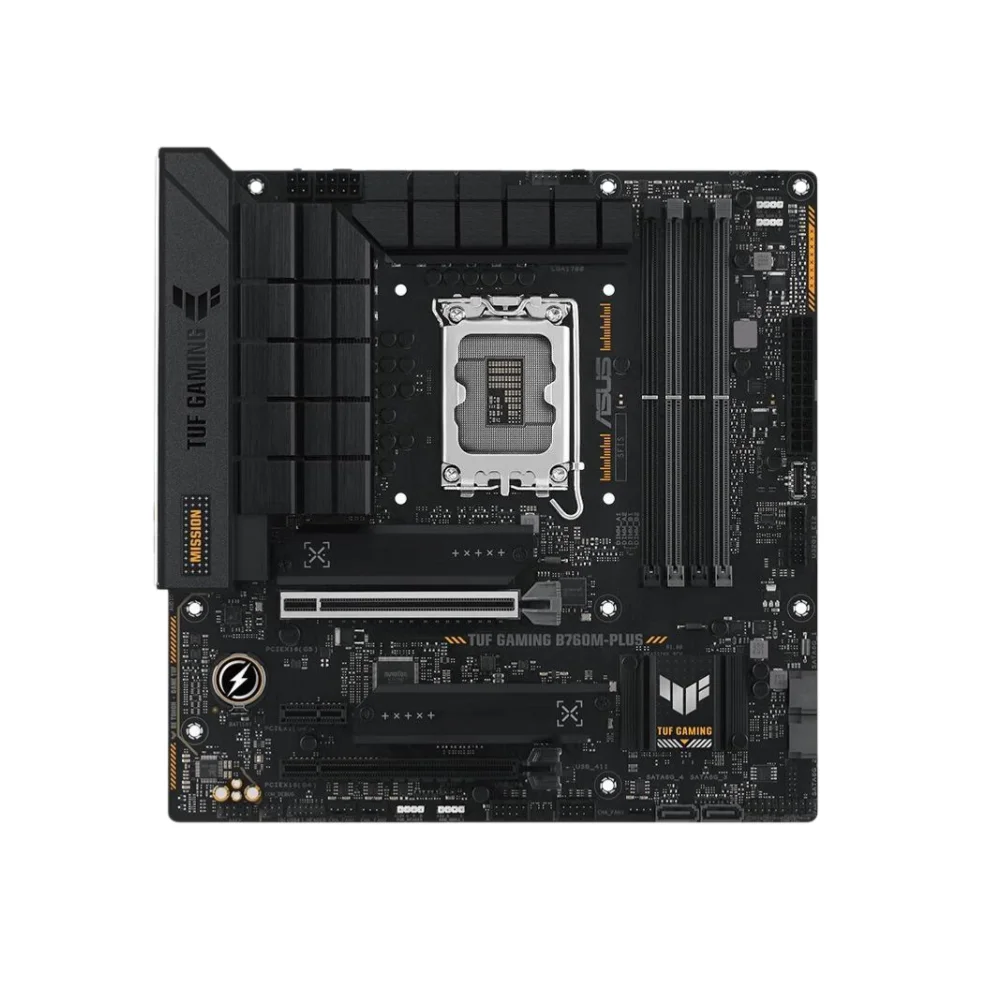 Tarjeta Madre ASUS TUF GAMING B760M-PLUS, Intel B760 LGA 1700, Compatible con la 12ª, 13ª y 14ª Generación de Procesadores Core, DDR5, Micro ATX, para Juegos