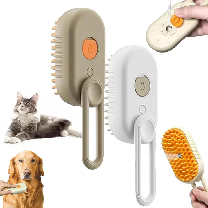 3-in-1 Dog Hair Brush Cat Hair Brush Electric Pet Cleaning Brush Steam Spray Brush Massage Hair Removal Comb Anti Flying Brush