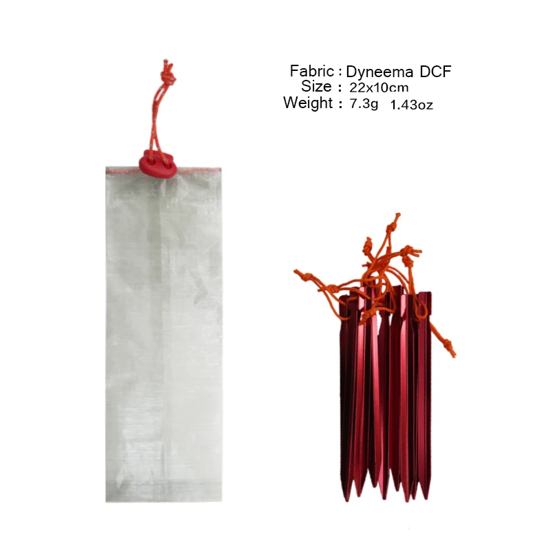 9‌.3g Ultra-Light UHMWPE/DCF Gear Sack - Waterproof Stake Bag For Camping Mini Stove, Utensils & Toiletries Drawstring Pouch