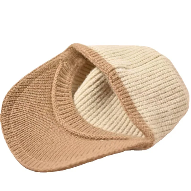 Knitted Wool Empty Top Cap Women Autumn Winter Outdoor Warm Hollow Baseball Hat Ponytail Hats Blank Peaked Caps Thick Warm Cap