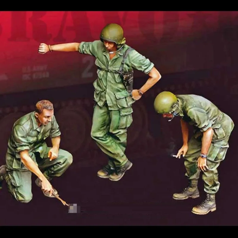 1/35 Scale Resin Figure Model Kits Vietnam War US Army Tank Crew 3 Figures Hobby Miniatures Unassambled and Unpainted C500