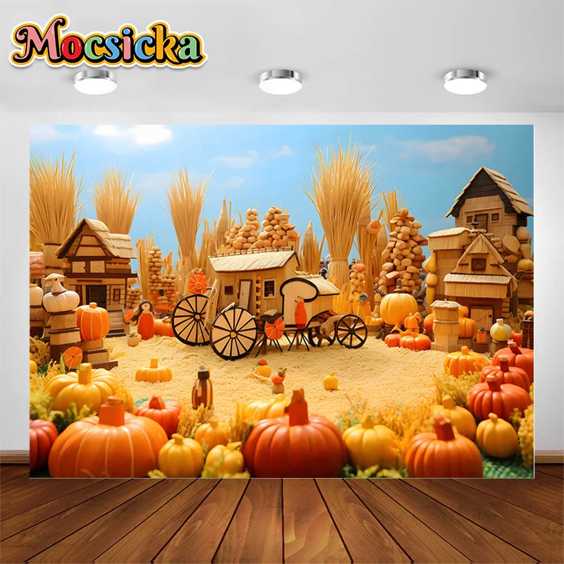 

Photography Backgrounds Cartoon Pumpkin Autumn Fruitful Decorative Backdrops Children Portrait Photo Shoot Props Photo Booths